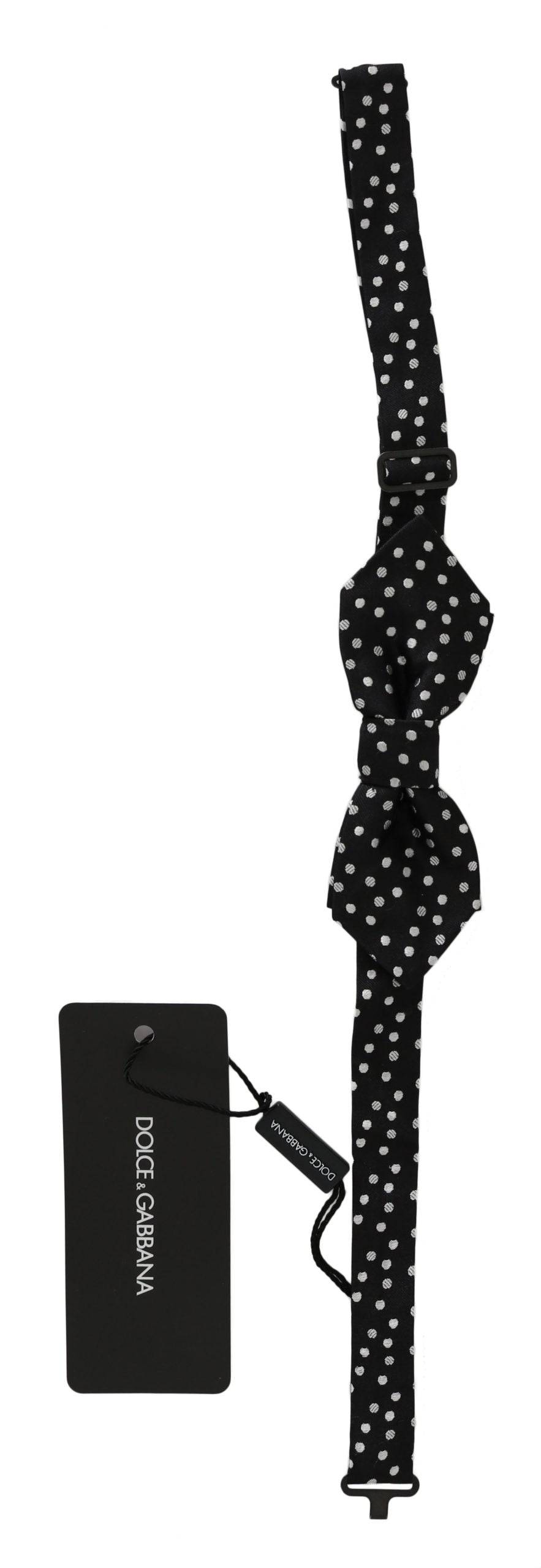 Dolce & Gabbana Elegant Black Polka Dot Silk Bow Tie - ACCEXO