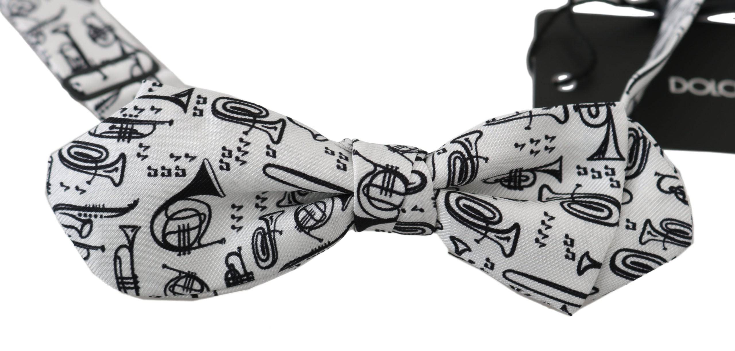 Dolce & Gabbana Elegant White Silk Bow Tie for Sophisticated Evenings - ACCEXO