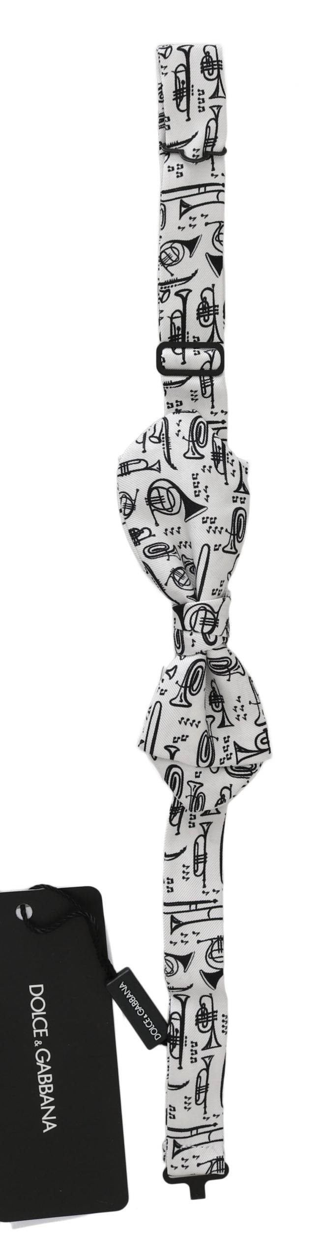 Dolce & Gabbana Elegant White Silk Bow Tie for Sophisticated Evenings - ACCEXO