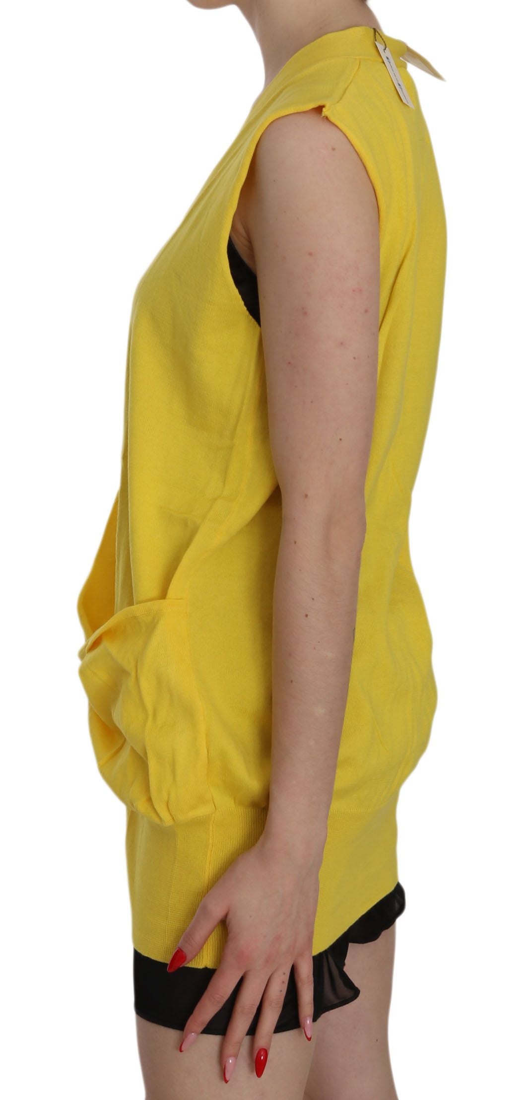 PINK MEMORIES Elegant Yellow Sleeveless Cotton Vest - ACCEXO