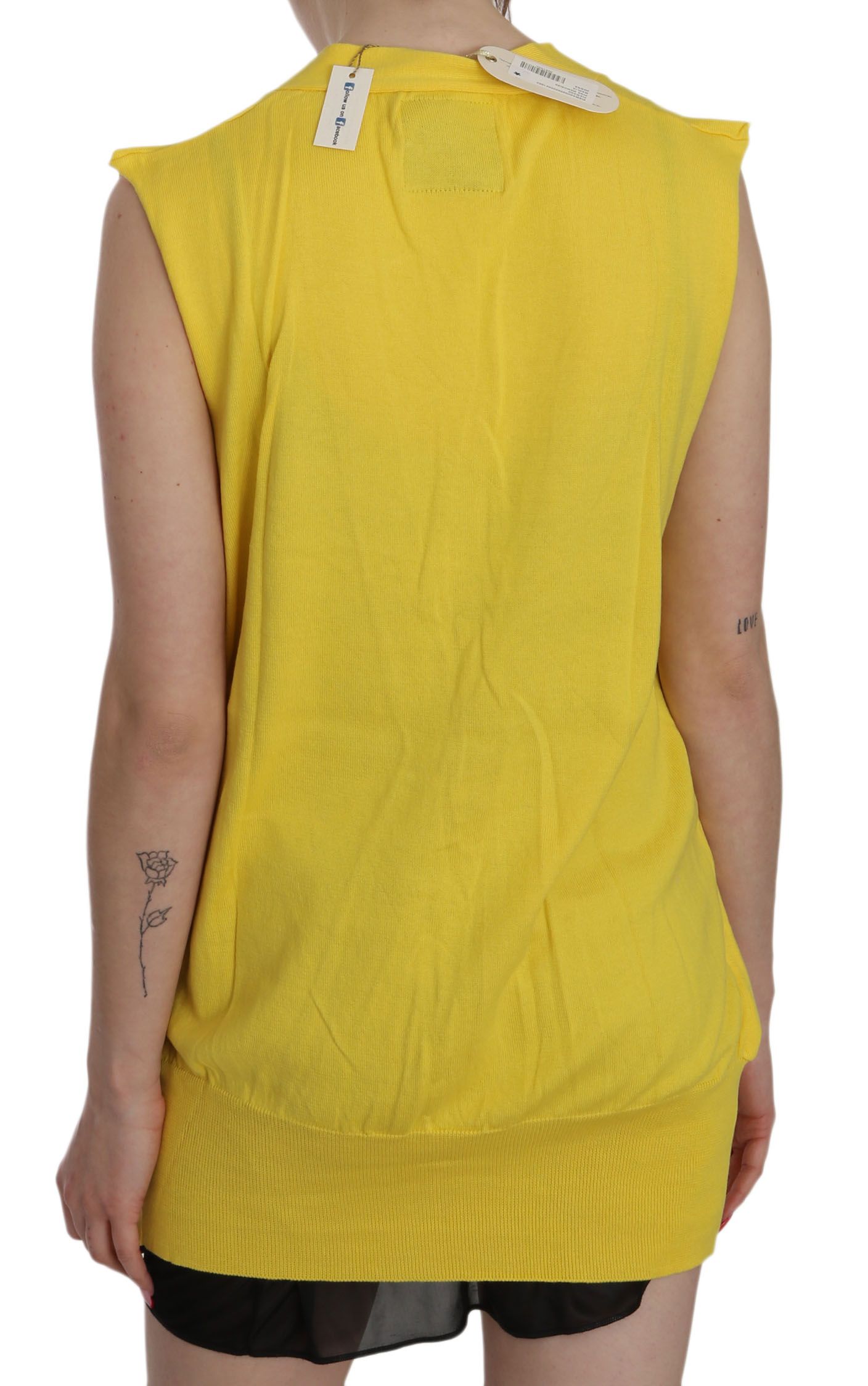 PINK MEMORIES Elegant Yellow Sleeveless Cotton Vest - ACCEXO