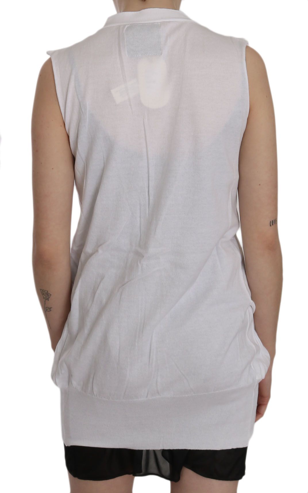 PINK MEMORIES Elegant Sleeveless Cotton Vest in Pristine White - ACCEXO