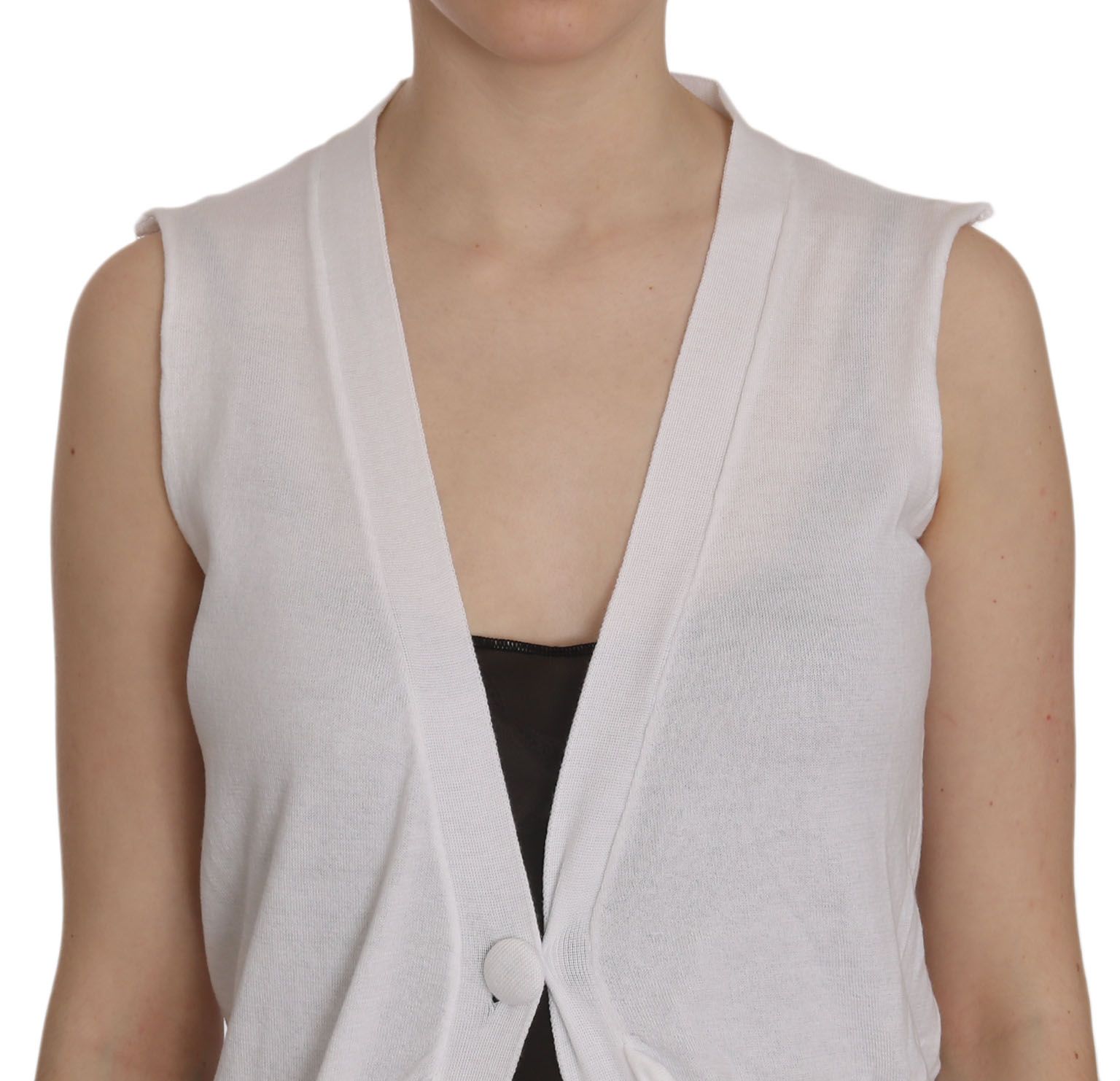 PINK MEMORIES Elegant Sleeveless Cotton Vest in Pristine White - ACCEXO