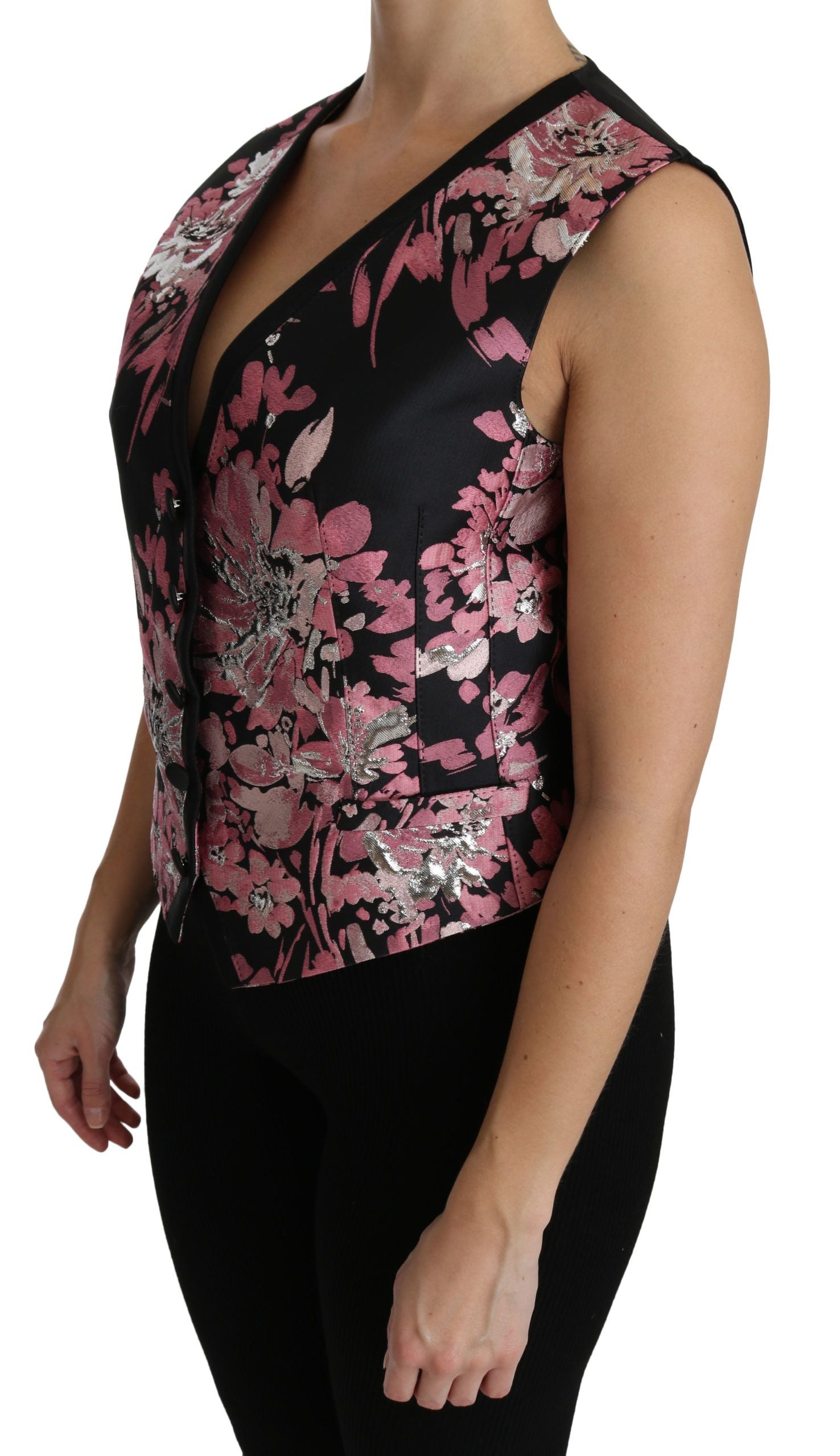 Dolce & Gabbana Elegant Floral Brocade Plunging Vest Top - ACCEXO