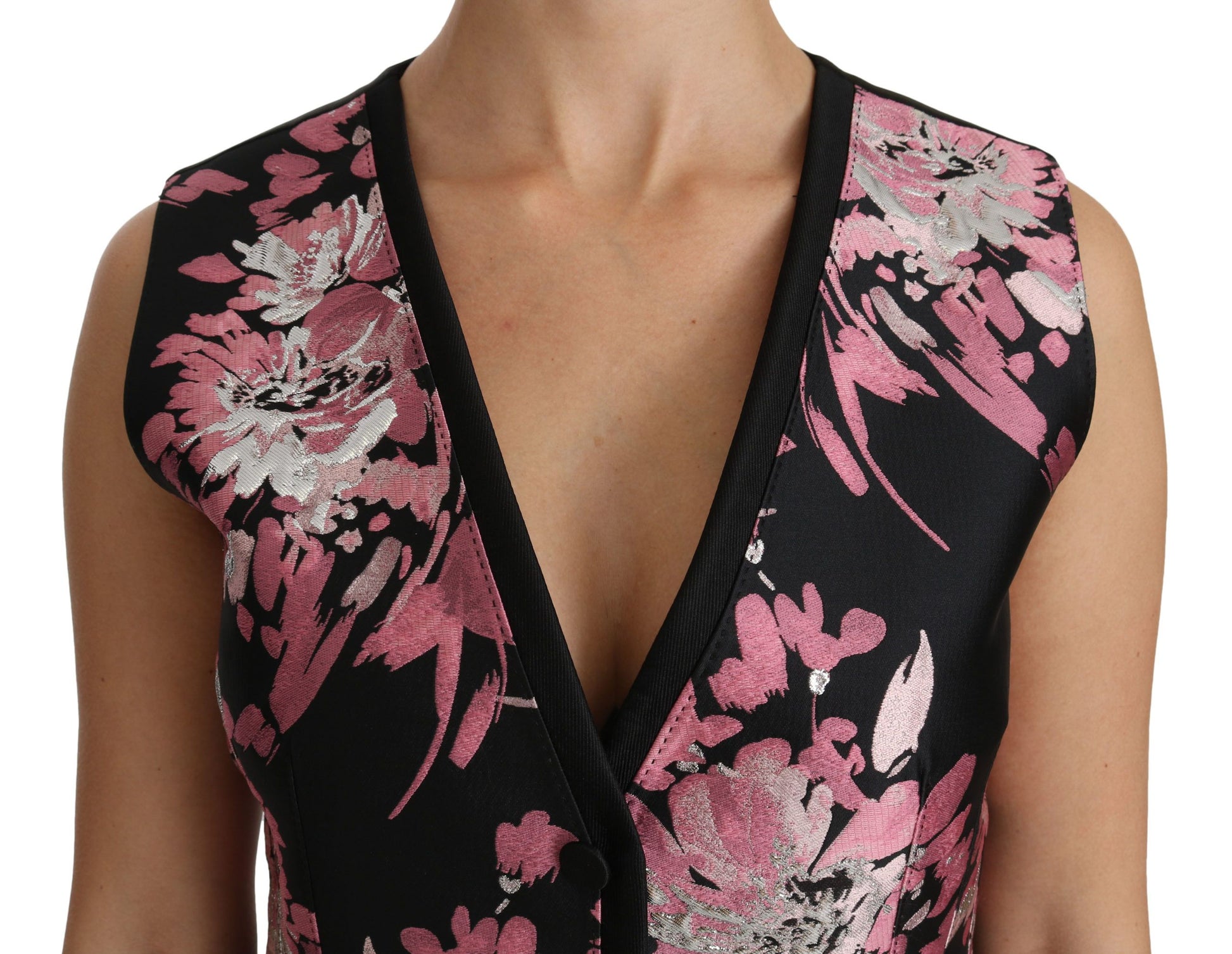 Dolce & Gabbana Elegant Floral Brocade Plunging Vest Top - ACCEXO