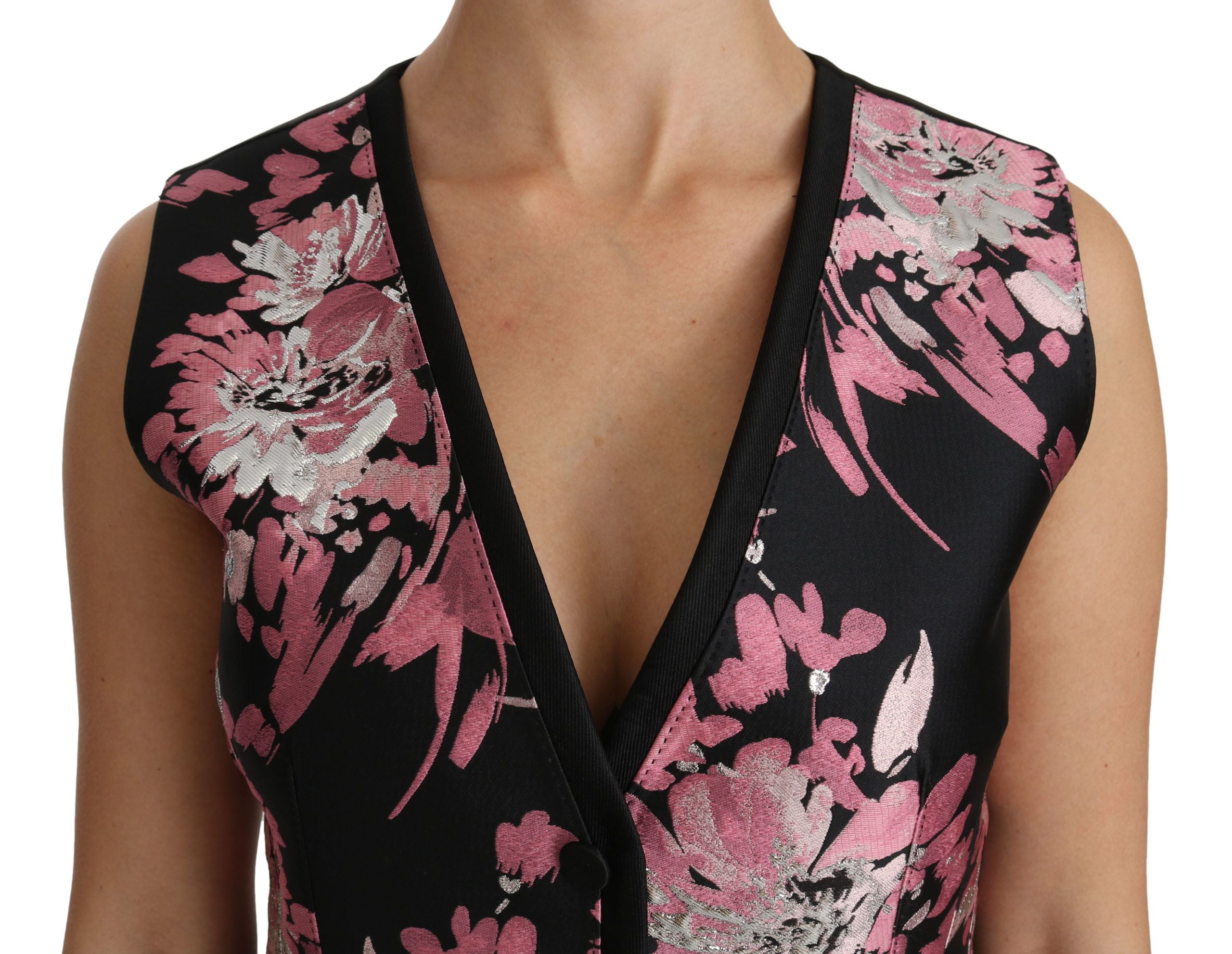 Dolce & Gabbana Elegant Floral Brocade Plunging Vest Top - ACCEXO