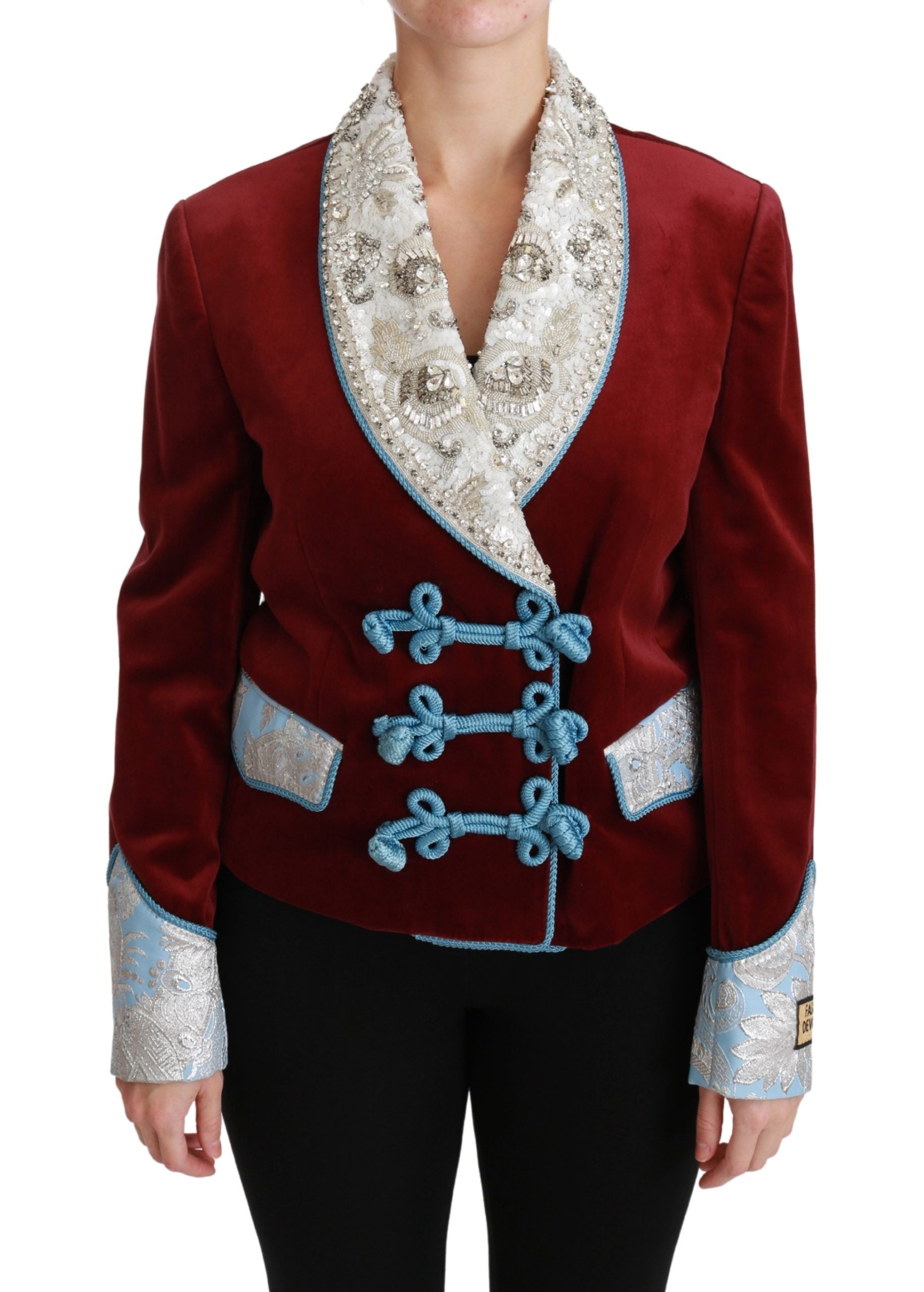 Dolce & Gabbana Opulent Red Baroque Detail Blazer - ACCEXO