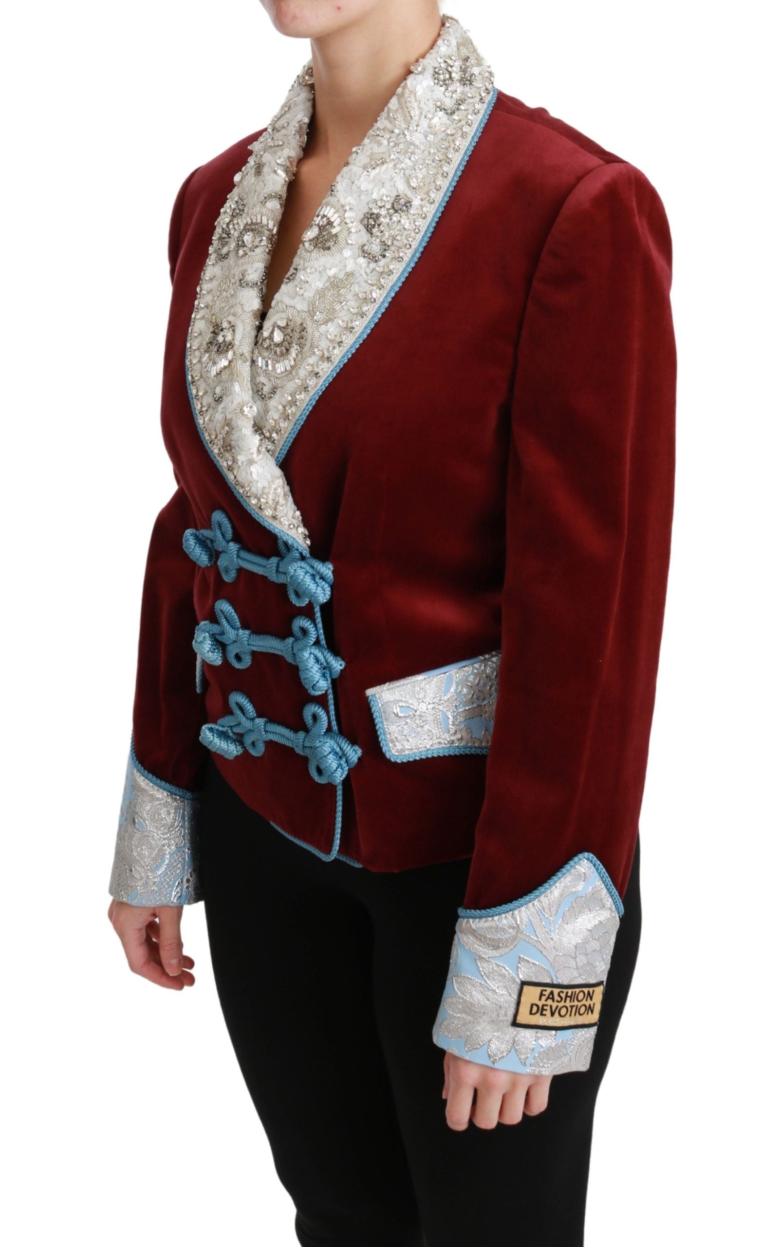 Dolce & Gabbana Opulent Red Baroque Detail Blazer - ACCEXO