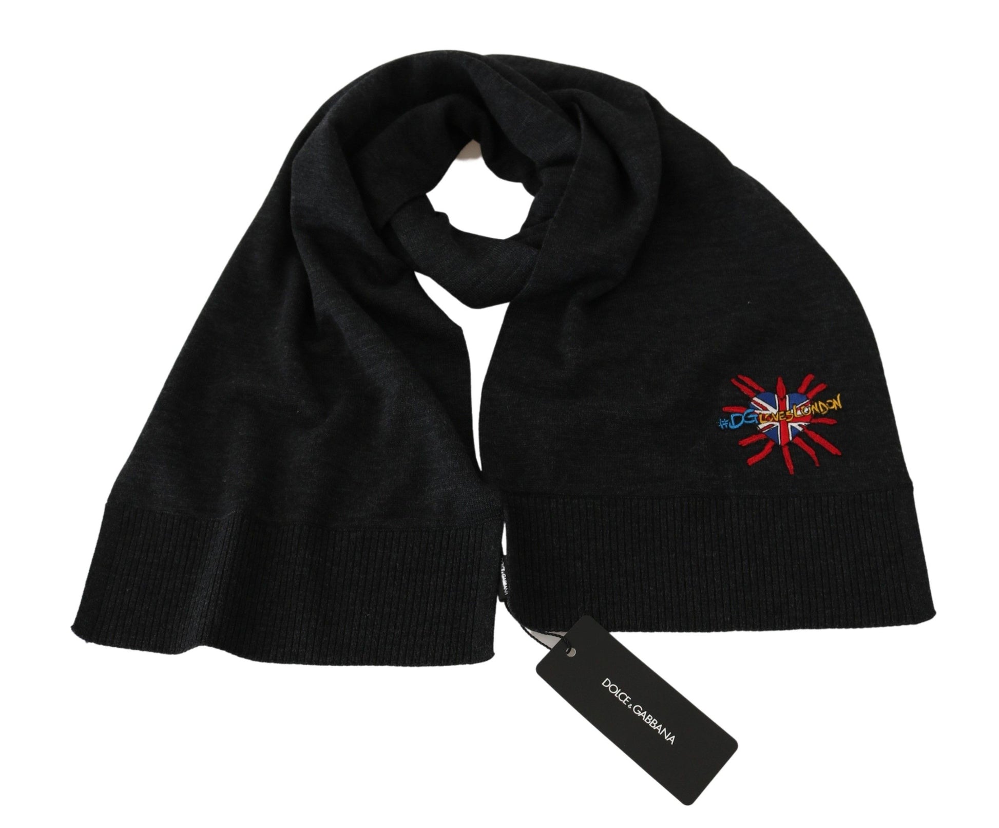 Dolce & Gabbana Elegant Virgin Wool Men's Scarf with Embroidery - ACCEXO