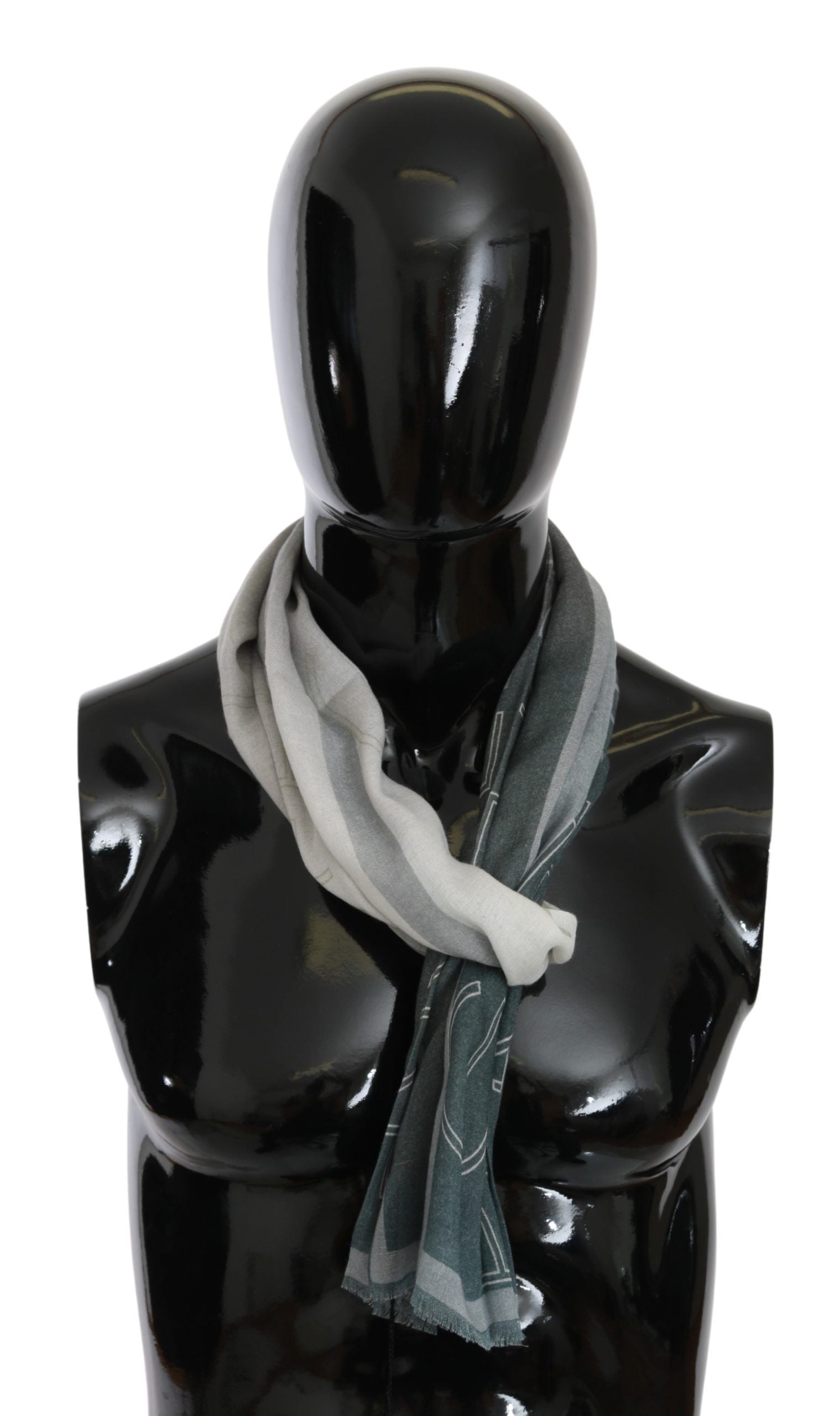 GF Ferre Elegant Blue Gray Patterned Scarf - ACCEXO