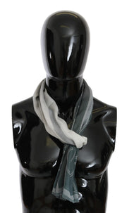 GF Ferre Elegant Blue Gray Patterned Scarf - ACCEXO