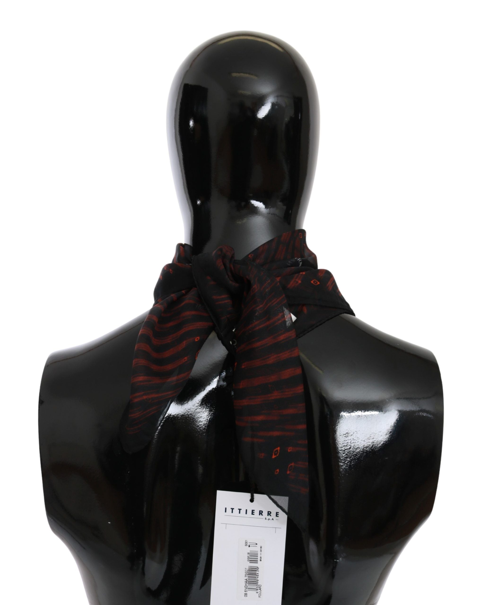 Costume National Elegant Silk Scarf Bandana Hat in Black Orange - ACCEXO