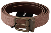 Dolce & Gabbana Elegant Exotic Skin Brushed Gold Buckle Belt - ACCEXO