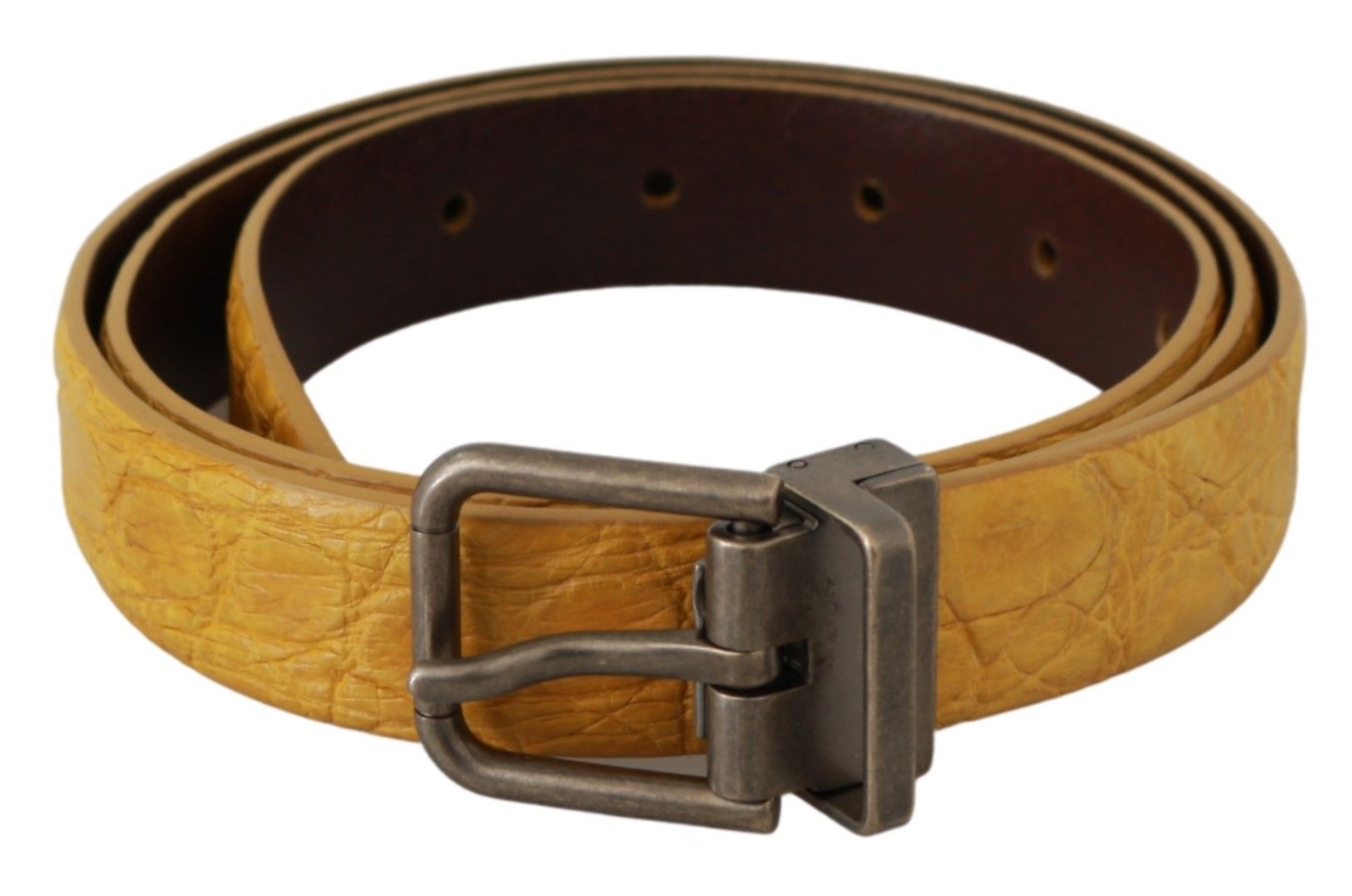 Dolce & Gabbana Exotic Yellow Animal Pattern Leather Belt - ACCEXO
