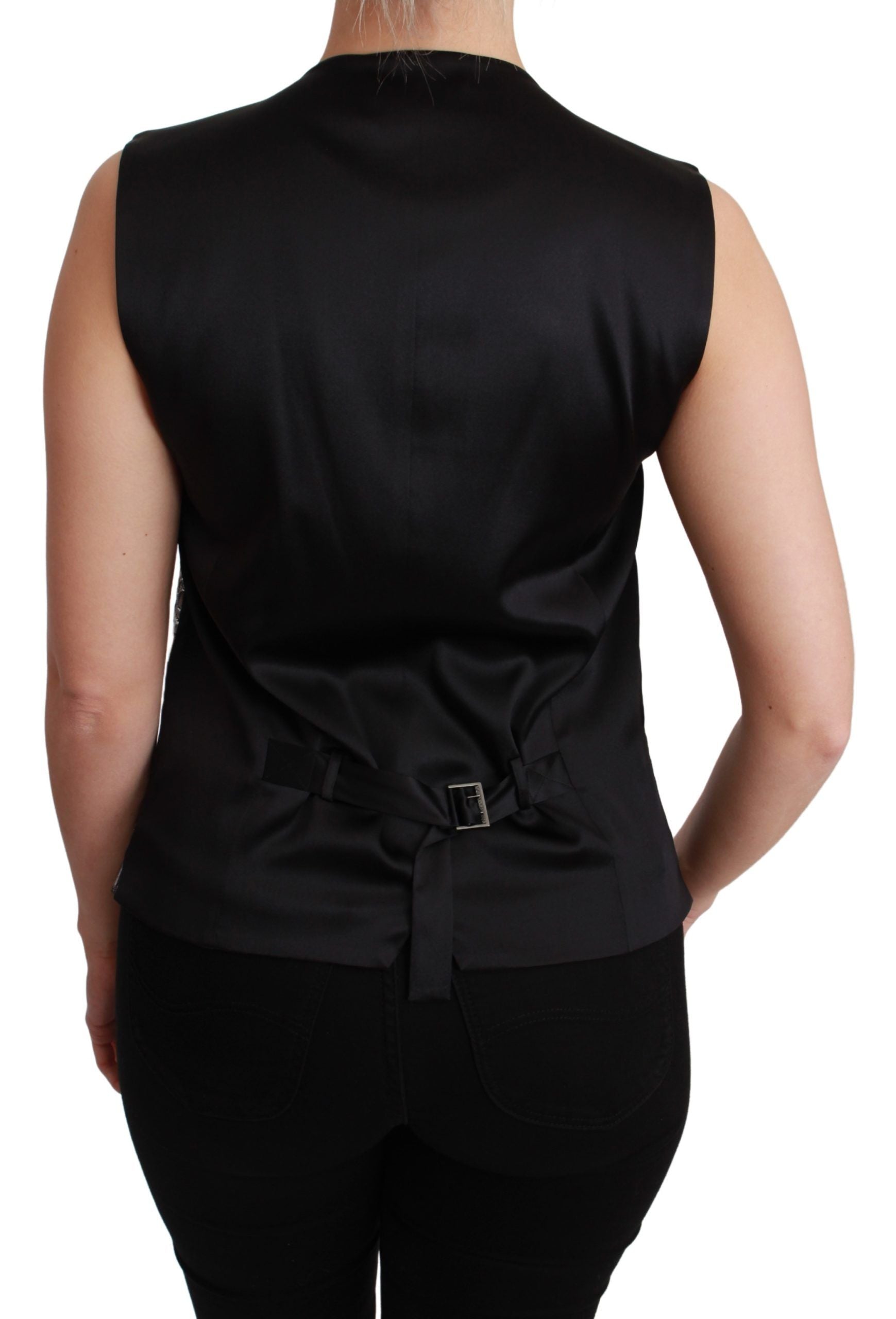 Dolce & Gabbana Elegant Silver Sleeveless Brocade Vest - ACCEXO