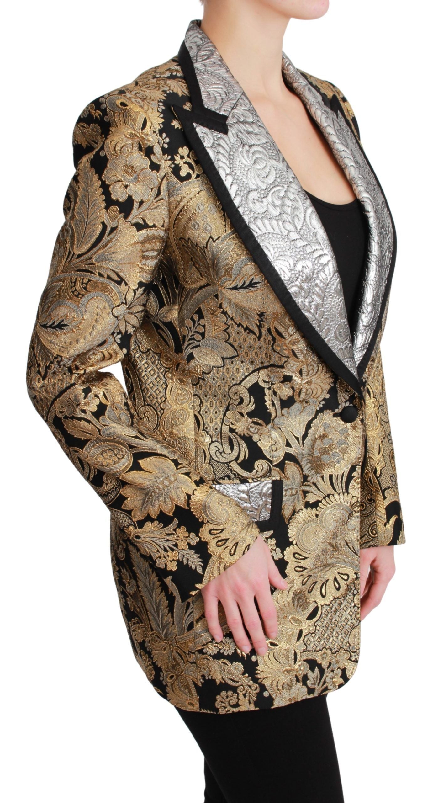 Dolce & Gabbana Elegant Gold Floral Jacquard Blazer - ACCEXO