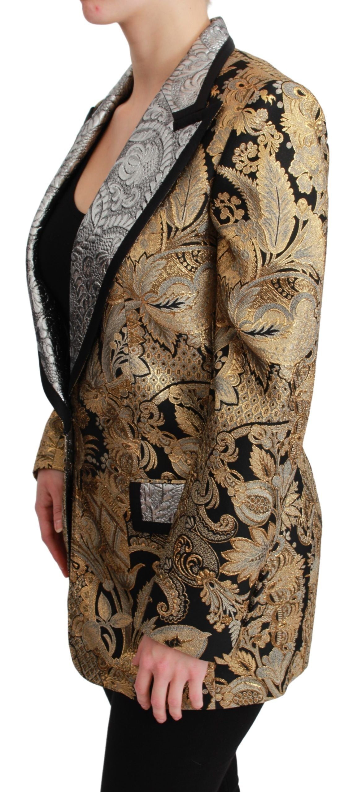 Dolce & Gabbana Elegant Gold Floral Jacquard Blazer - ACCEXO