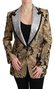 Dolce & Gabbana Elegant Gold Floral Jacquard Blazer - ACCEXO