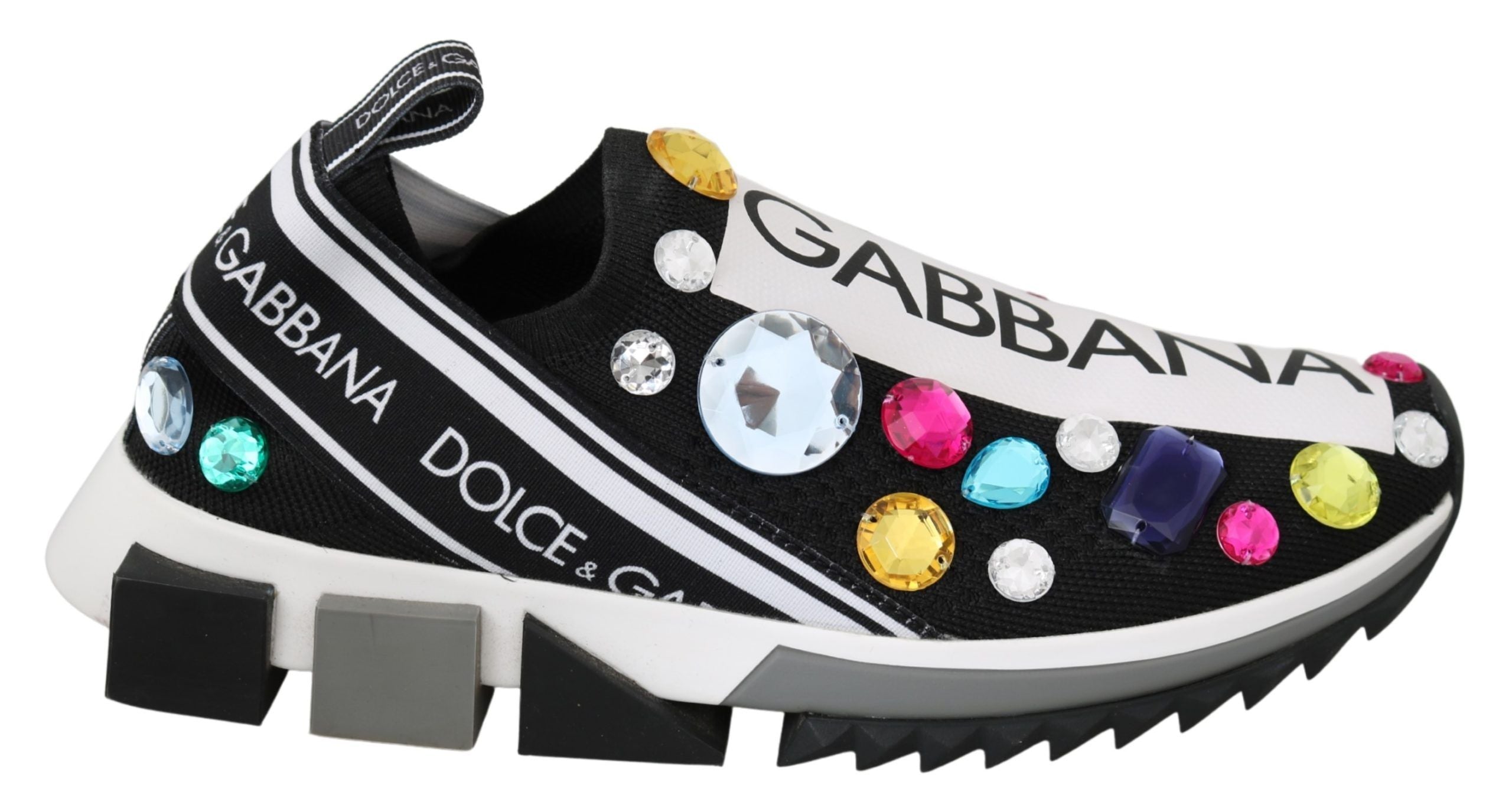 Dolce & Gabbana Black Crystal-Embellished Low Top Sneakers - ACCEXO