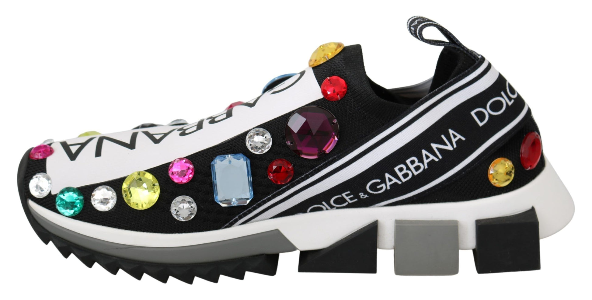 Dolce & Gabbana Black Crystal-Embellished Low Top Sneakers - ACCEXO