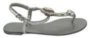 Dolce & Gabbana Elegant Silver Flats with Crystal Embellishments - ACCEXO