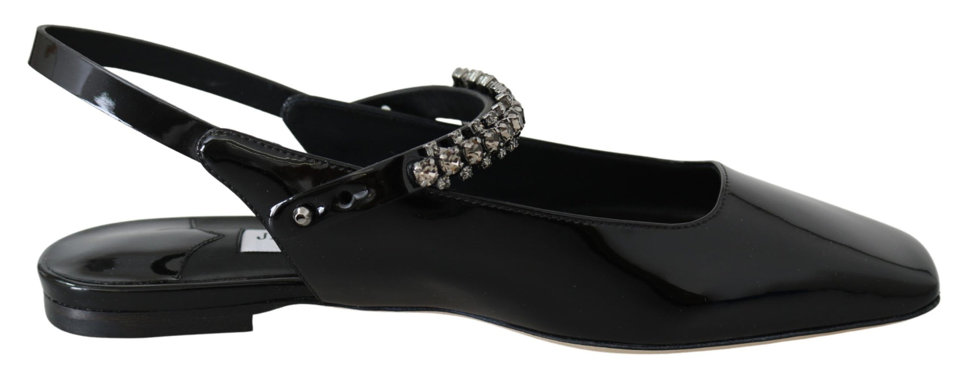 Jimmy Choo Elegant Black Patent Flats with Crystal Accent - ACCEXO