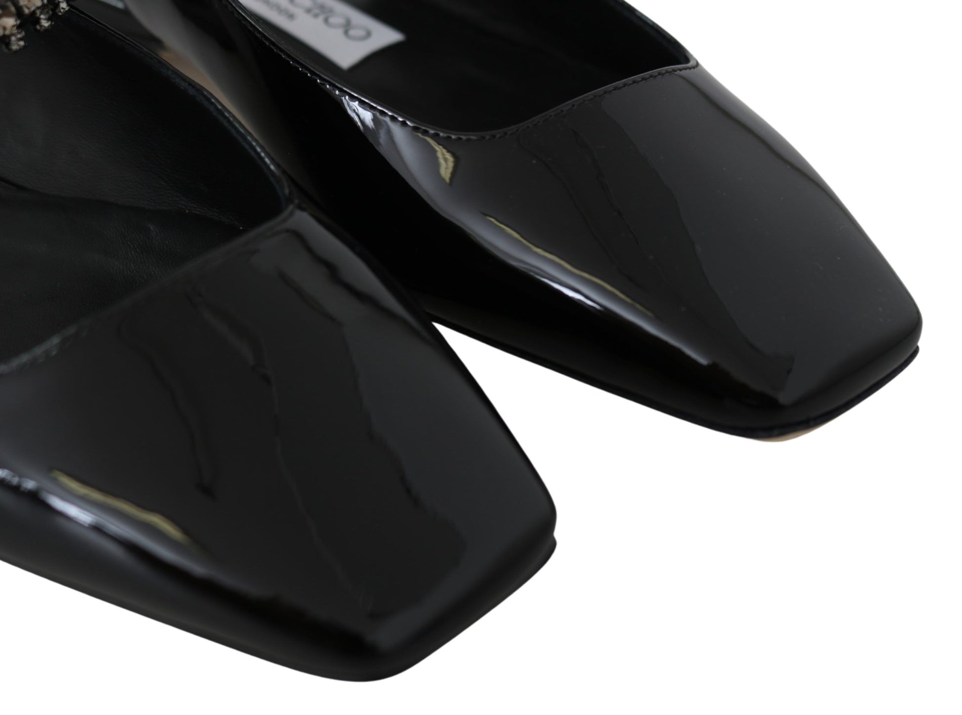 Jimmy Choo Elegant Black Patent Flats with Crystal Accent - ACCEXO