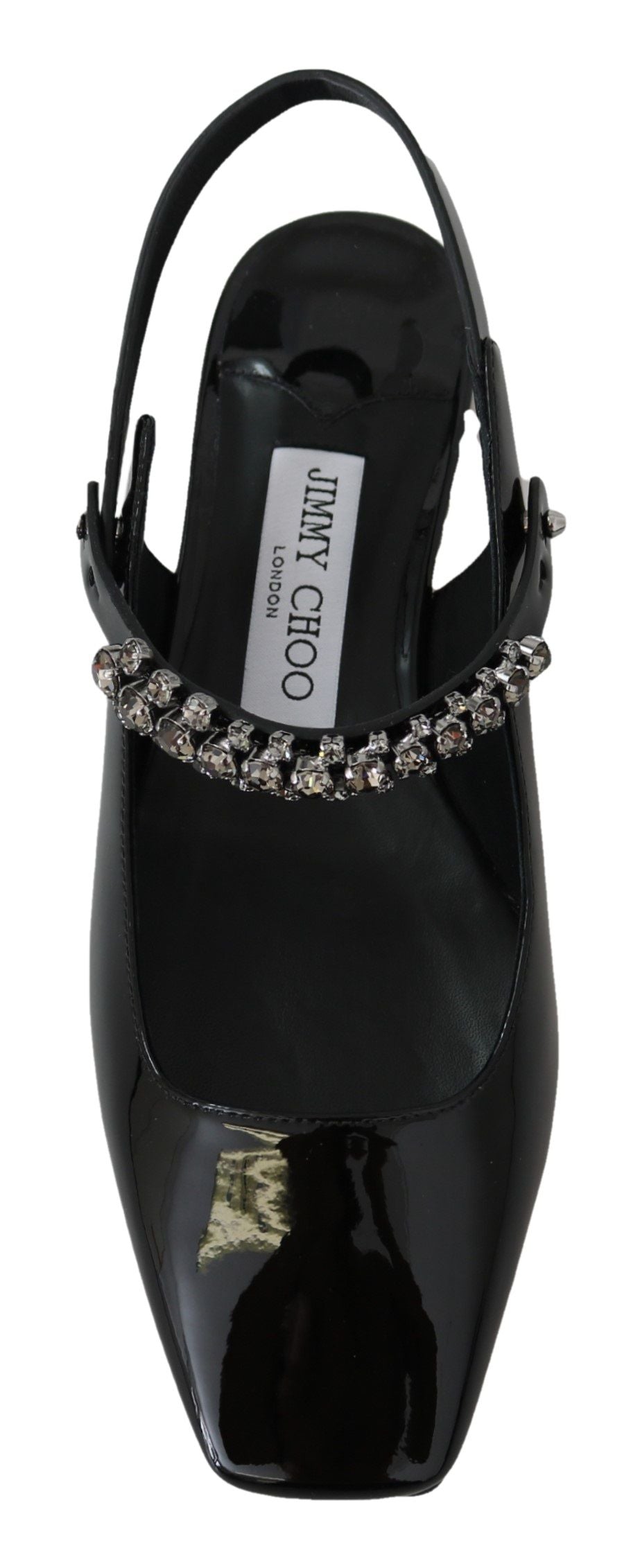 Jimmy Choo Elegant Black Patent Flats with Crystal Accent - ACCEXO