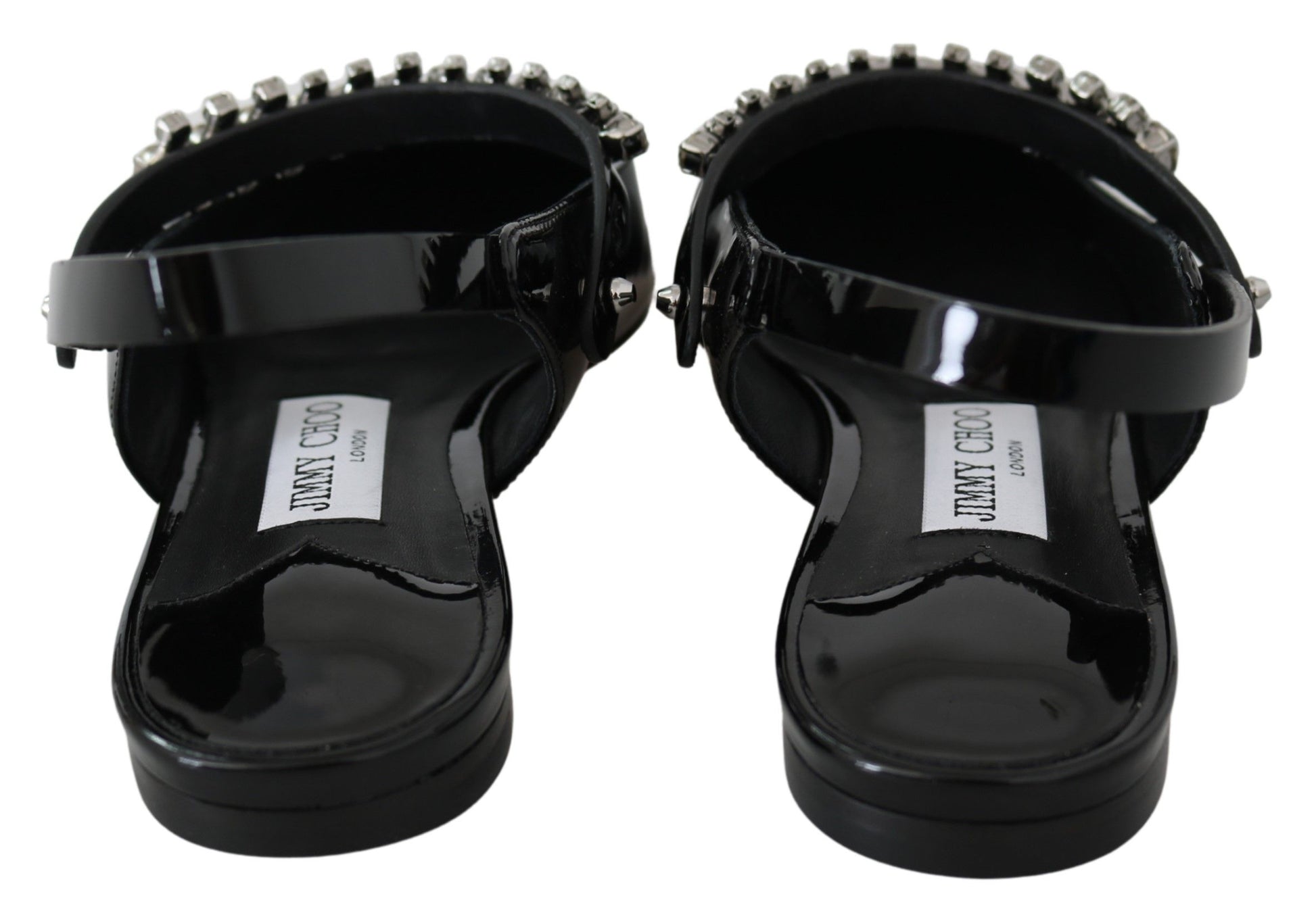 Jimmy Choo Elegant Black Patent Flats with Crystal Accent - ACCEXO