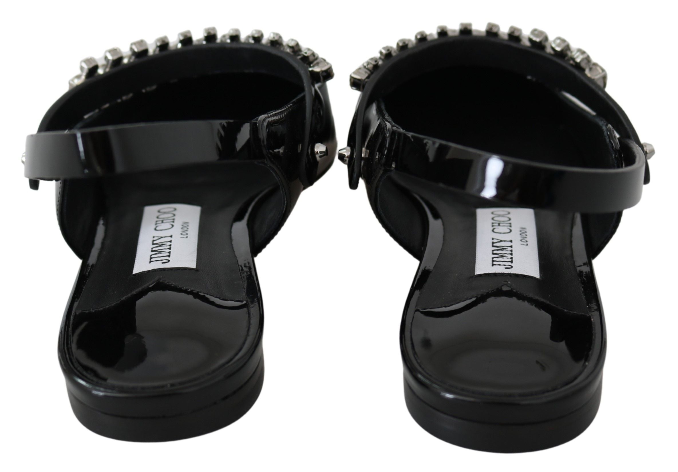 Jimmy Choo Elegant Black Patent Flats with Crystal Accent - ACCEXO