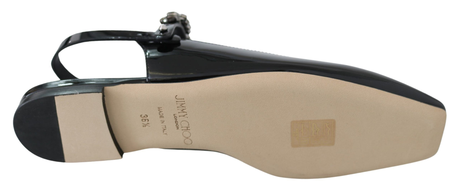 Jimmy Choo Elegant Black Patent Flats with Crystal Accent - ACCEXO