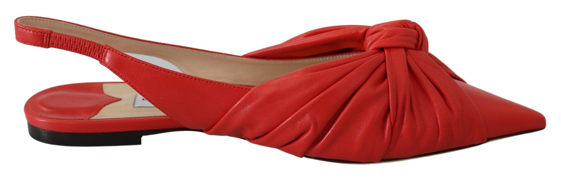 Jimmy Choo Chic Red Pointed Toe Leather Flats - ACCEXO