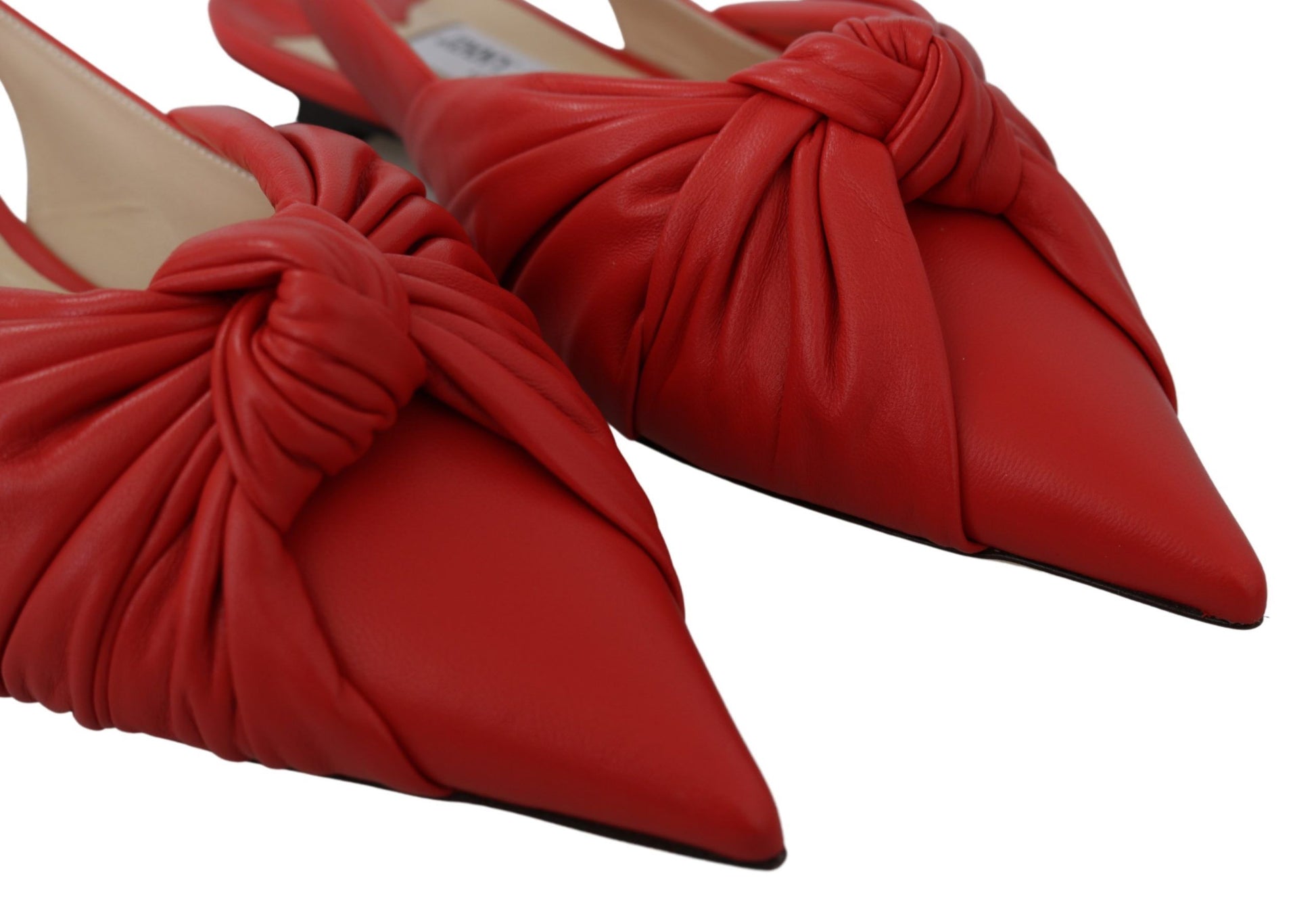 Jimmy Choo Chic Red Pointed Toe Leather Flats - ACCEXO