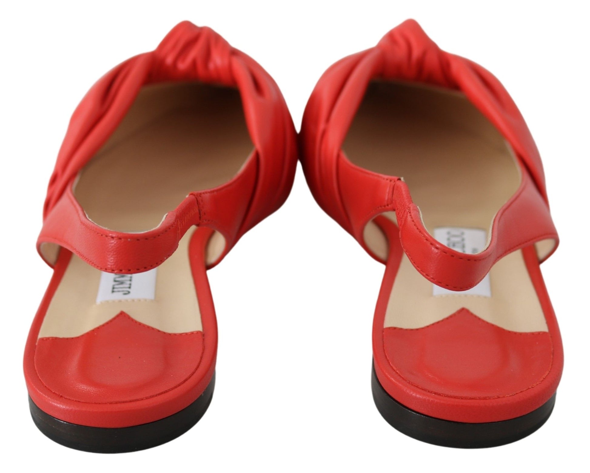 Jimmy Choo Chic Red Pointed Toe Leather Flats - ACCEXO