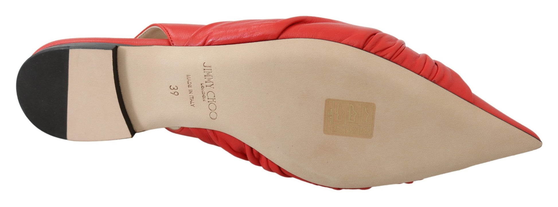 Jimmy Choo Chic Red Pointed Toe Leather Flats - ACCEXO