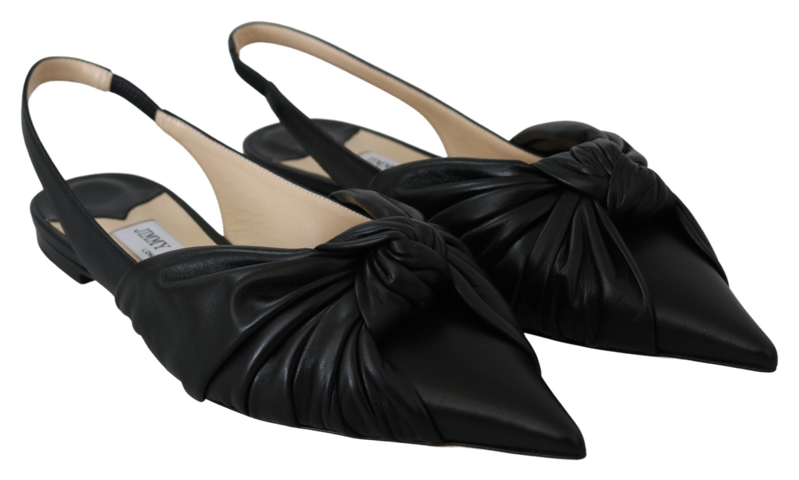 Jimmy Choo Elegant Pointed Toe Leather Flats - ACCEXO