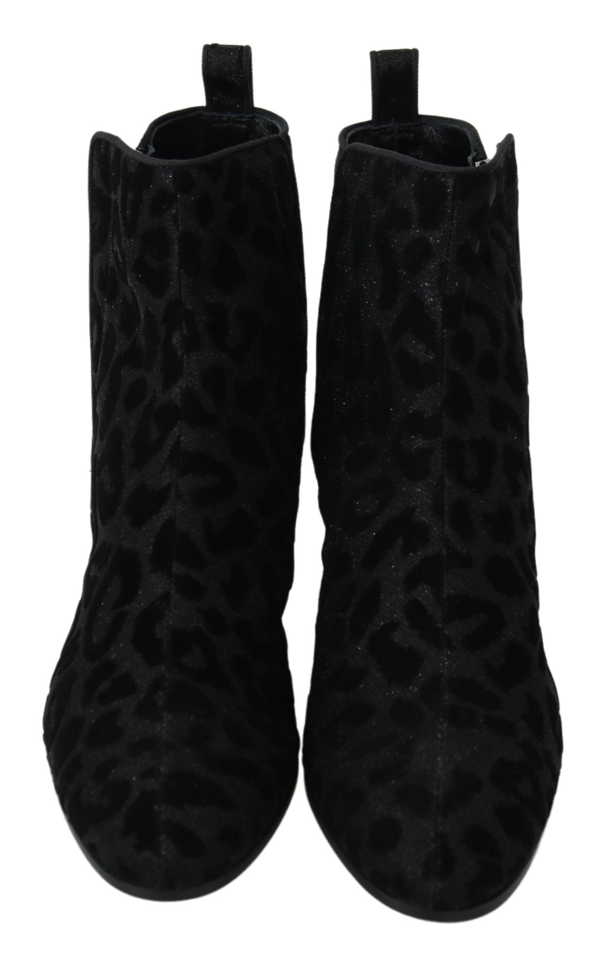 Dolce & Gabbana Elegant Black Leopard Print Short Boots - ACCEXO