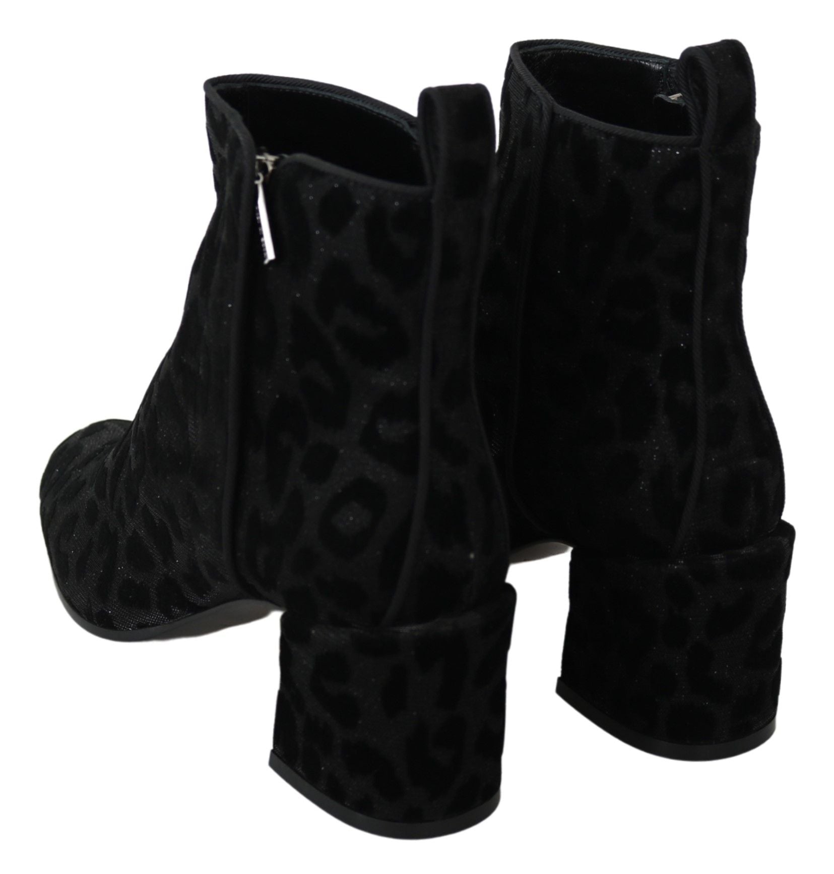 Dolce & Gabbana Elegant Black Leopard Print Short Boots - ACCEXO