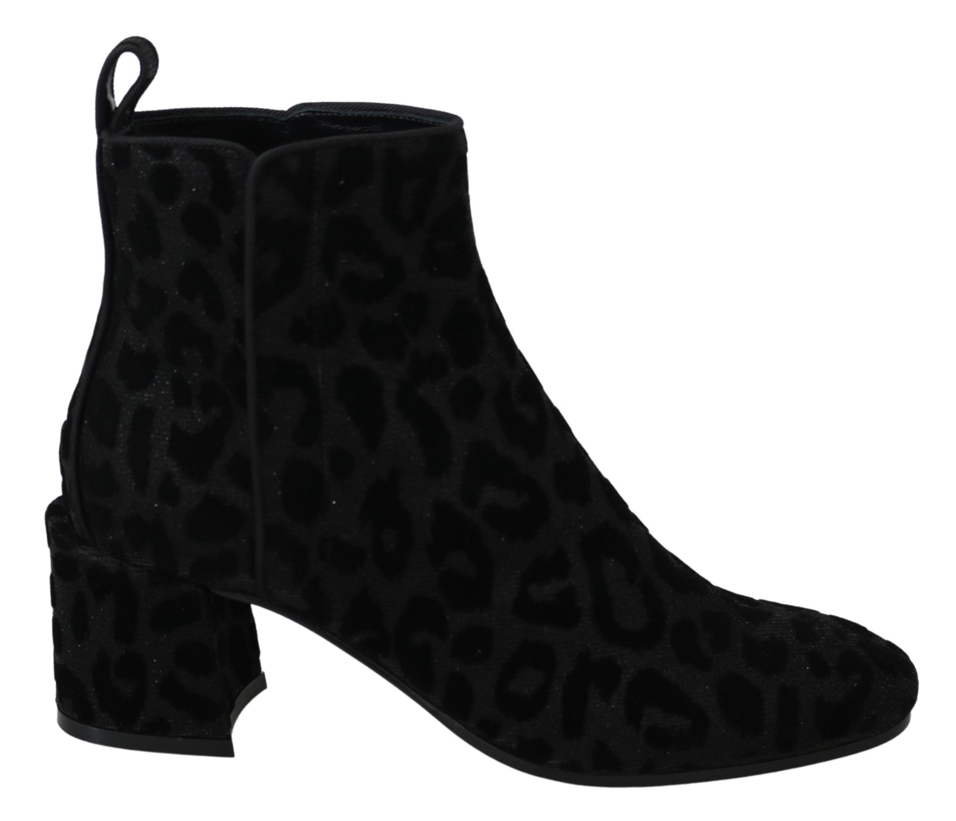 Dolce & Gabbana Elegant Black Leopard Print Short Boots - ACCEXO