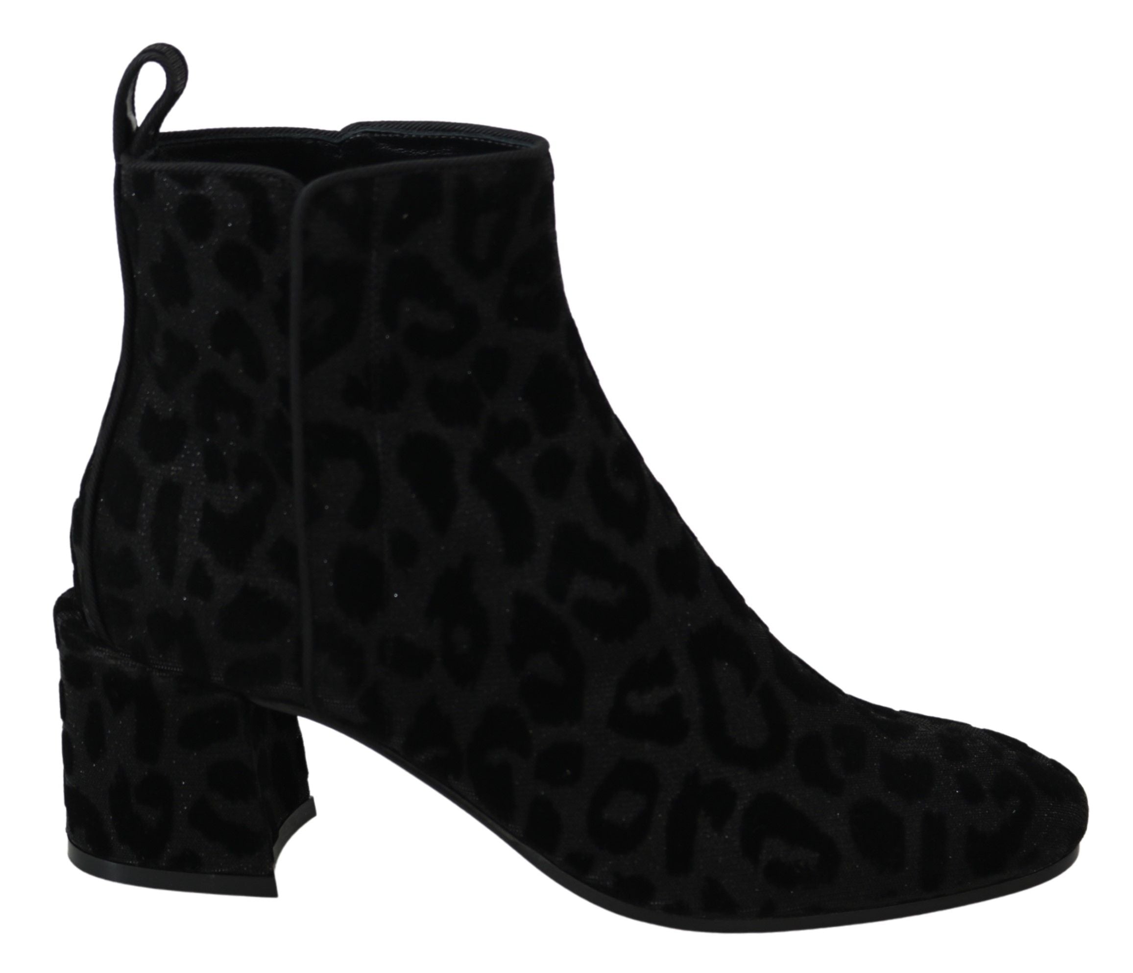 Dolce & Gabbana Elegant Black Leopard Print Short Boots - ACCEXO
