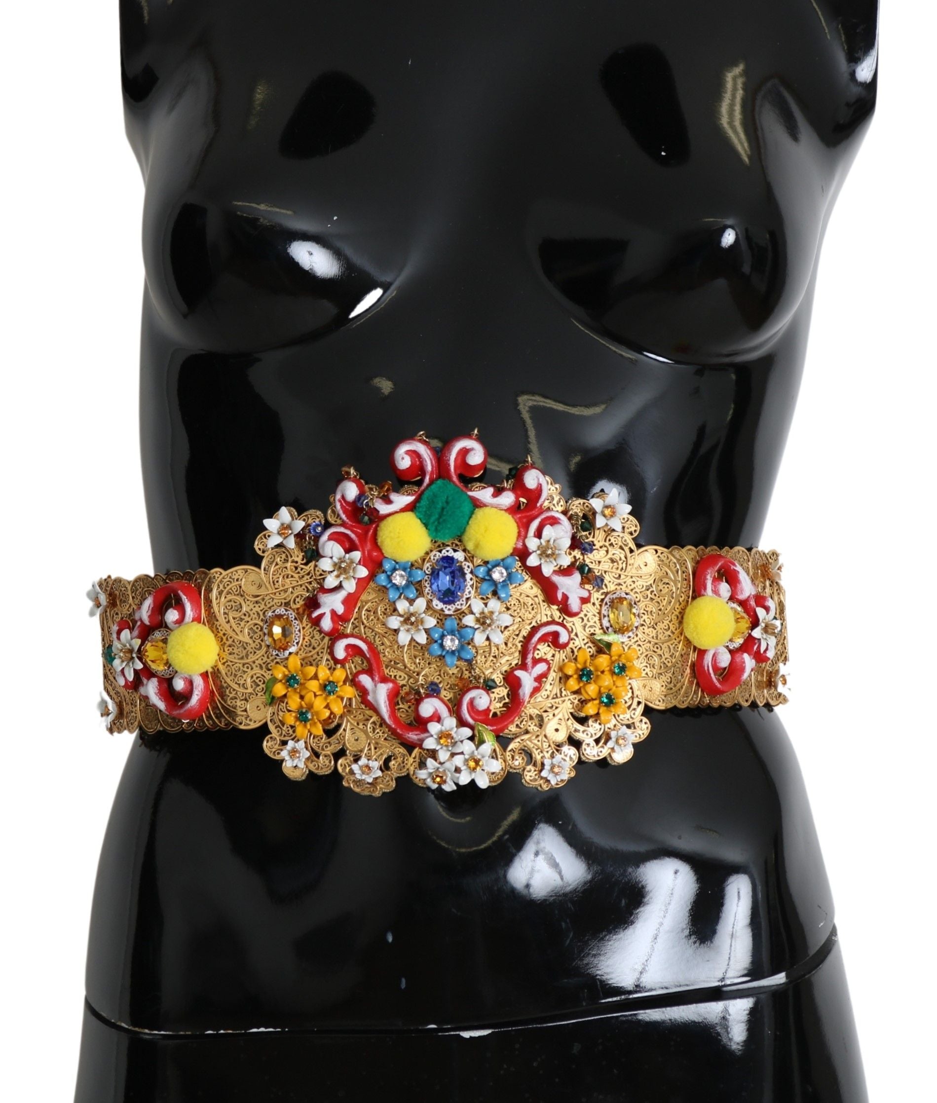 Dolce & Gabbana Gold-Tone Floral Crystal Waist Belt - ACCEXO