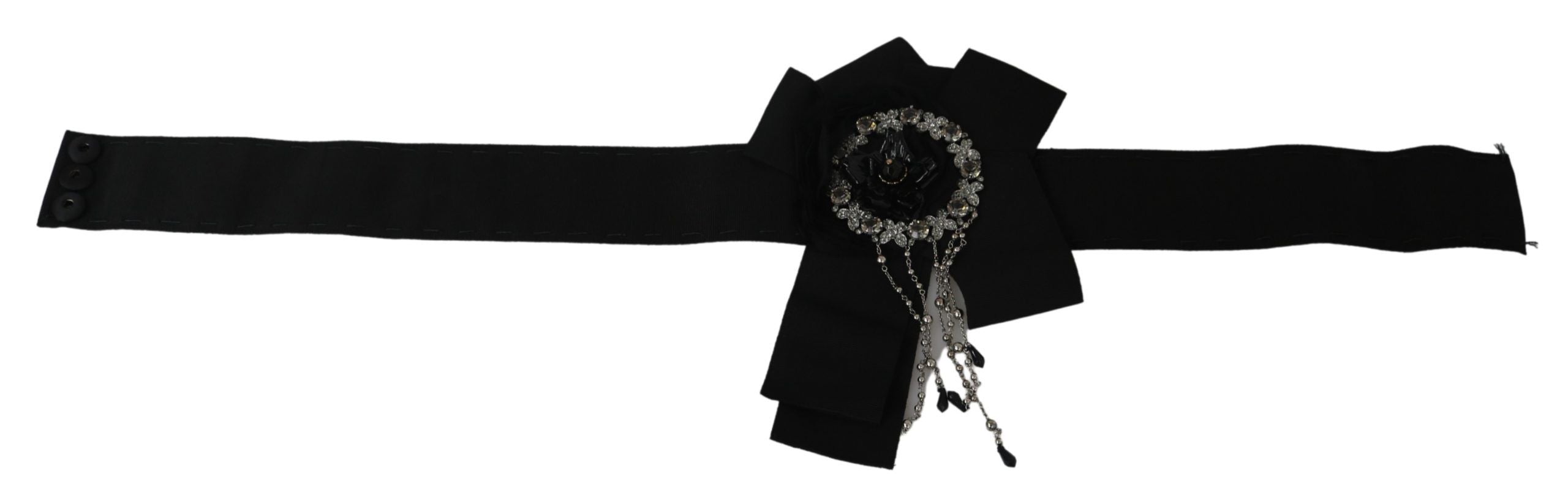 Dolce & Gabbana Elegant Black Crystal Waist Belt - ACCEXO
