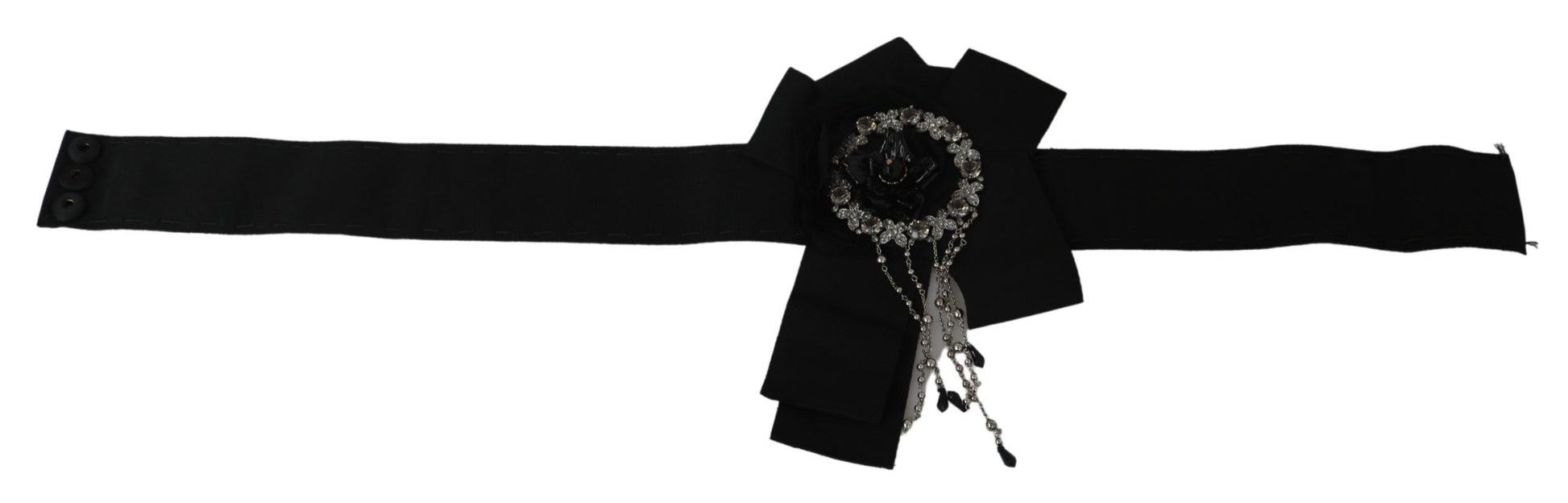 Dolce & Gabbana Elegant Black Crystal Waist Belt - ACCEXO