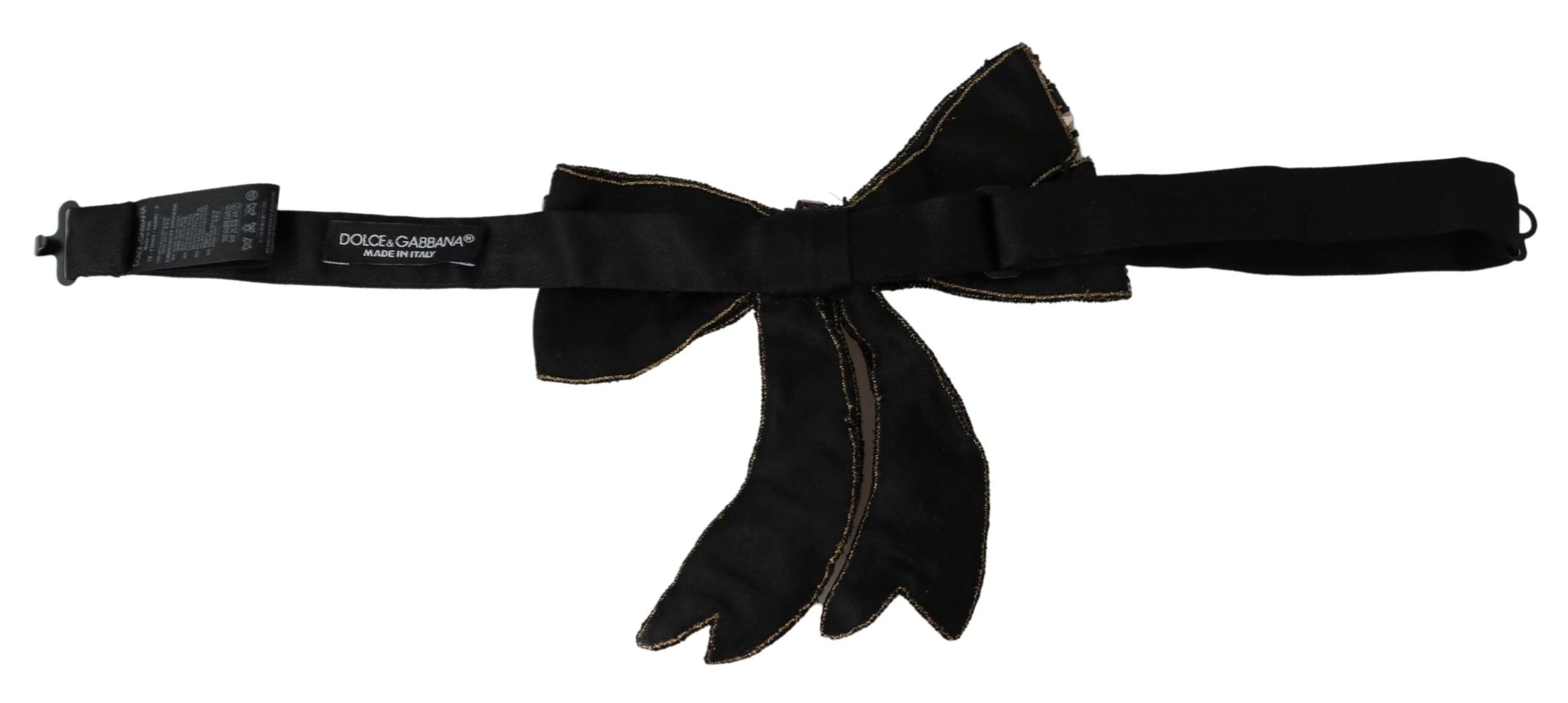 Dolce & Gabbana Gold Tone Silk Rhinestone Embellished Women Bowtie - ACCEXO