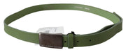 Costume National Chic Green Leather Waist Belt with Silver Buckle - ACCEXO