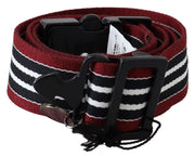 Costume National Striped Leather Fashion Belt in Black & Red - ACCEXO