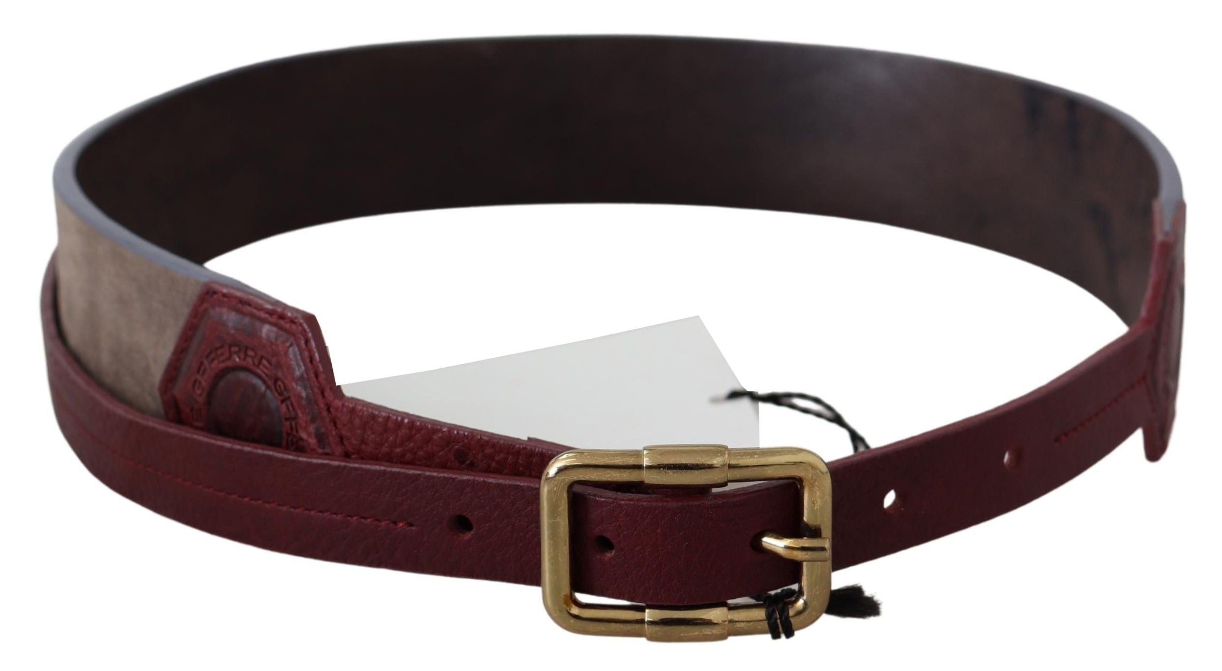 GF Ferre Elegant Brown Leather Belt with Gold Buckle - ACCEXO