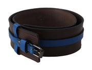 Costume National Elegant Brown Leather Belt with Blue Lining - ACCEXO