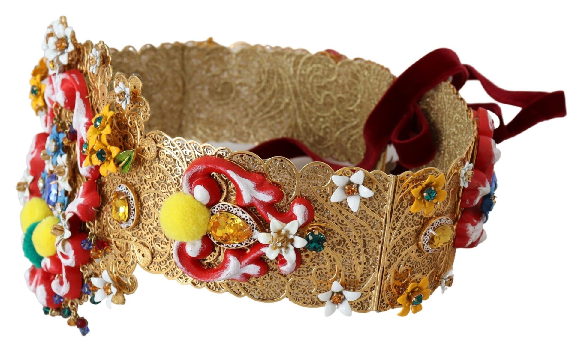 Dolce & Gabbana Gold-Tone Floral Crystal Waist Belt - ACCEXO