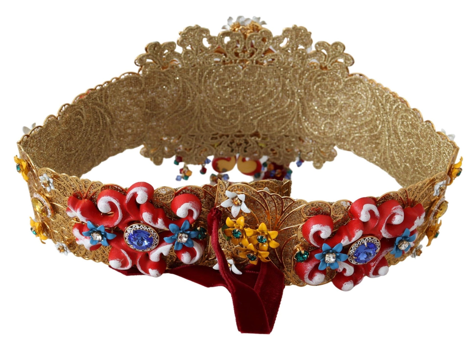 Dolce & Gabbana Gold-Tone Floral Crystal Waist Belt - ACCEXO